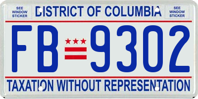 DC license plate FB9302