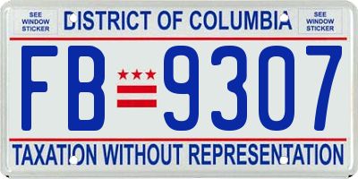 DC license plate FB9307