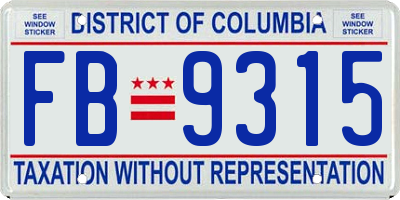 DC license plate FB9315