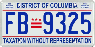 DC license plate FB9325