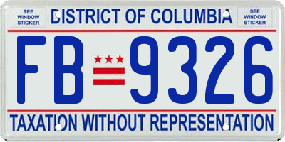 DC license plate FB9326