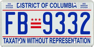 DC license plate FB9332