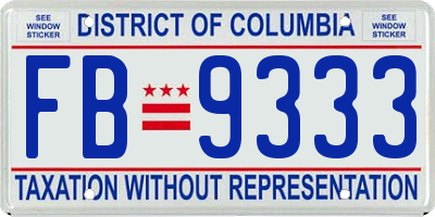 DC license plate FB9333