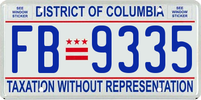 DC license plate FB9335