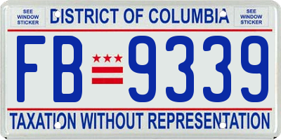 DC license plate FB9339