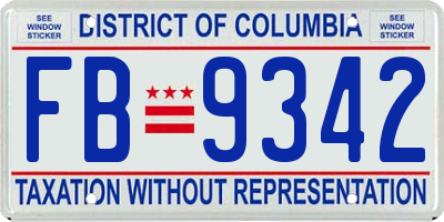 DC license plate FB9342