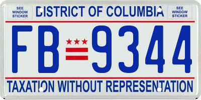 DC license plate FB9344