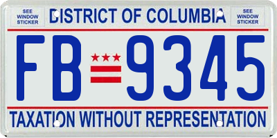 DC license plate FB9345