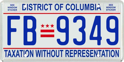 DC license plate FB9349