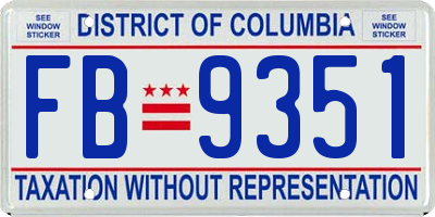 DC license plate FB9351