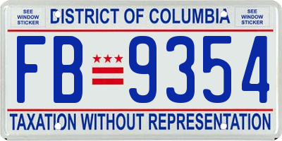 DC license plate FB9354