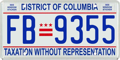 DC license plate FB9355