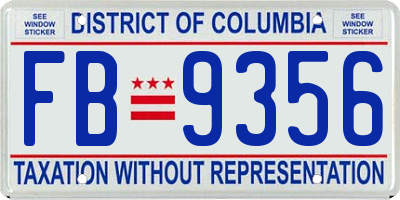 DC license plate FB9356