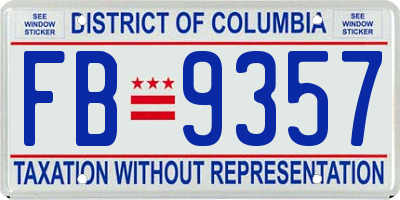 DC license plate FB9357