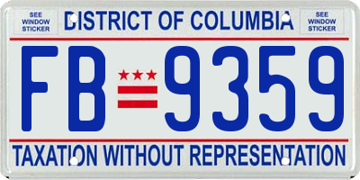 DC license plate FB9359