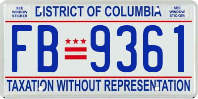 DC license plate FB9361