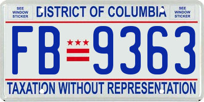 DC license plate FB9363