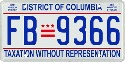 DC license plate FB9366