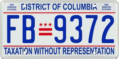 DC license plate FB9372