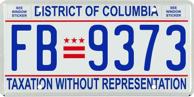 DC license plate FB9373