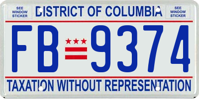 DC license plate FB9374