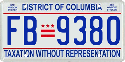 DC license plate FB9380