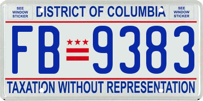 DC license plate FB9383