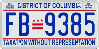 DC license plate FB9385