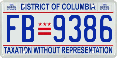 DC license plate FB9386