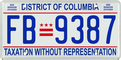 DC license plate FB9387