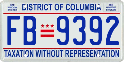 DC license plate FB9392