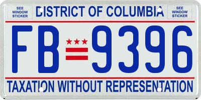 DC license plate FB9396