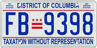 DC license plate FB9398