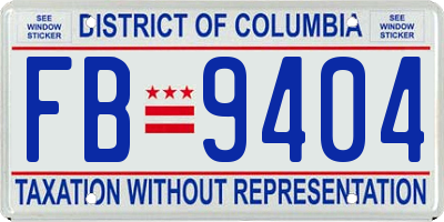 DC license plate FB9404