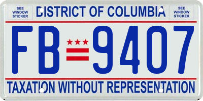 DC license plate FB9407