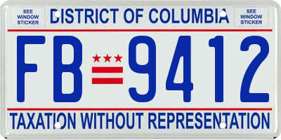 DC license plate FB9412