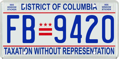 DC license plate FB9420