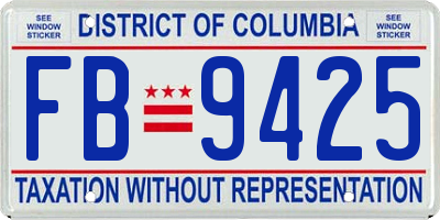 DC license plate FB9425