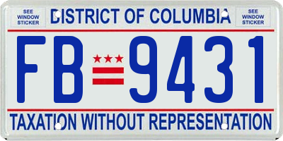 DC license plate FB9431