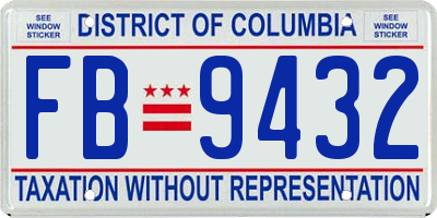 DC license plate FB9432