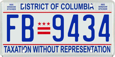 DC license plate FB9434