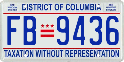 DC license plate FB9436