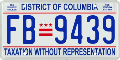 DC license plate FB9439