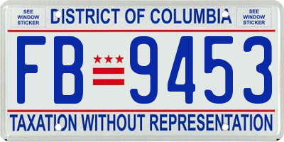 DC license plate FB9453