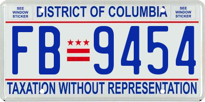 DC license plate FB9454