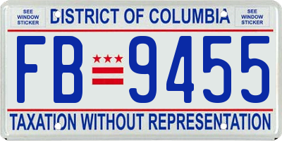 DC license plate FB9455