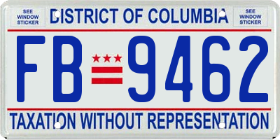 DC license plate FB9462