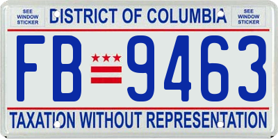 DC license plate FB9463