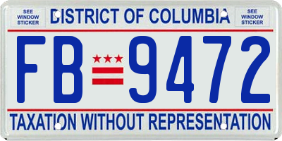 DC license plate FB9472