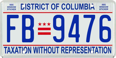 DC license plate FB9476